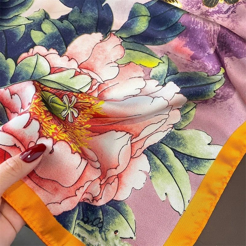 Floral Symphony Printed Silk Scarf