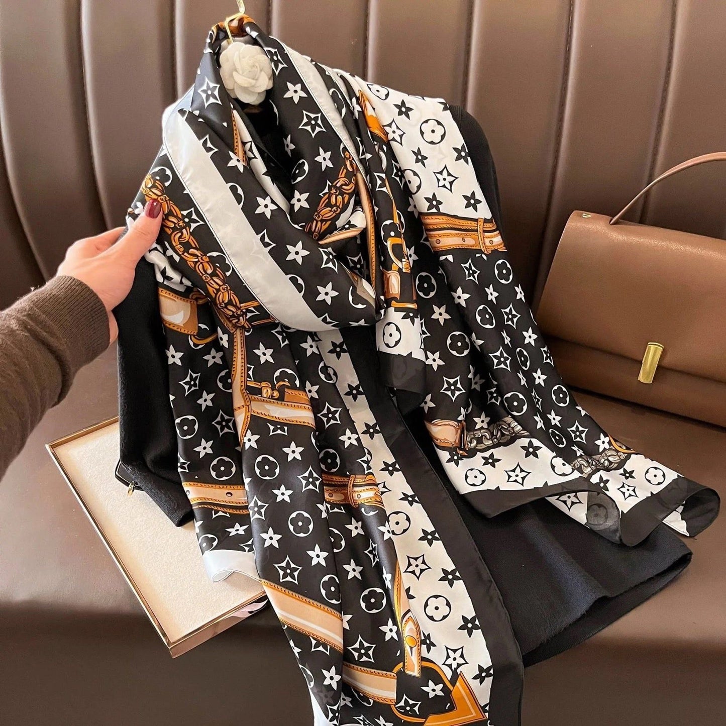 Breathable Silk Scarf – Glossy Finish with Elegant Drape