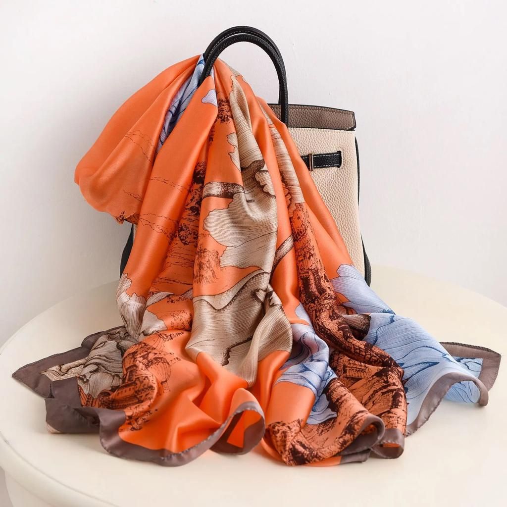 Breathable Silk Scarf – Glossy Finish with Elegant Drape