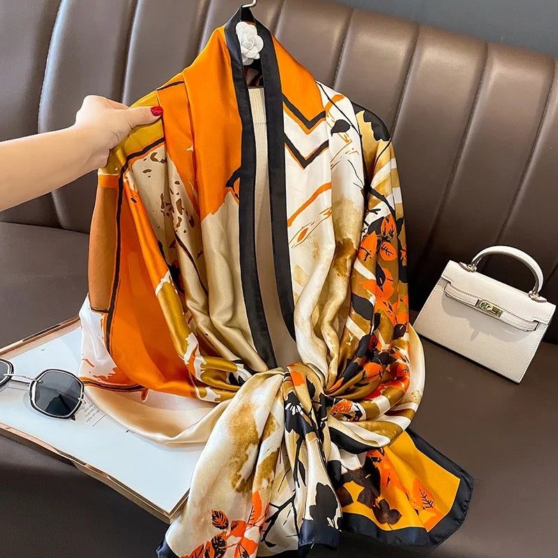 Breathable Silk Scarf – Glossy Finish with Elegant Drape