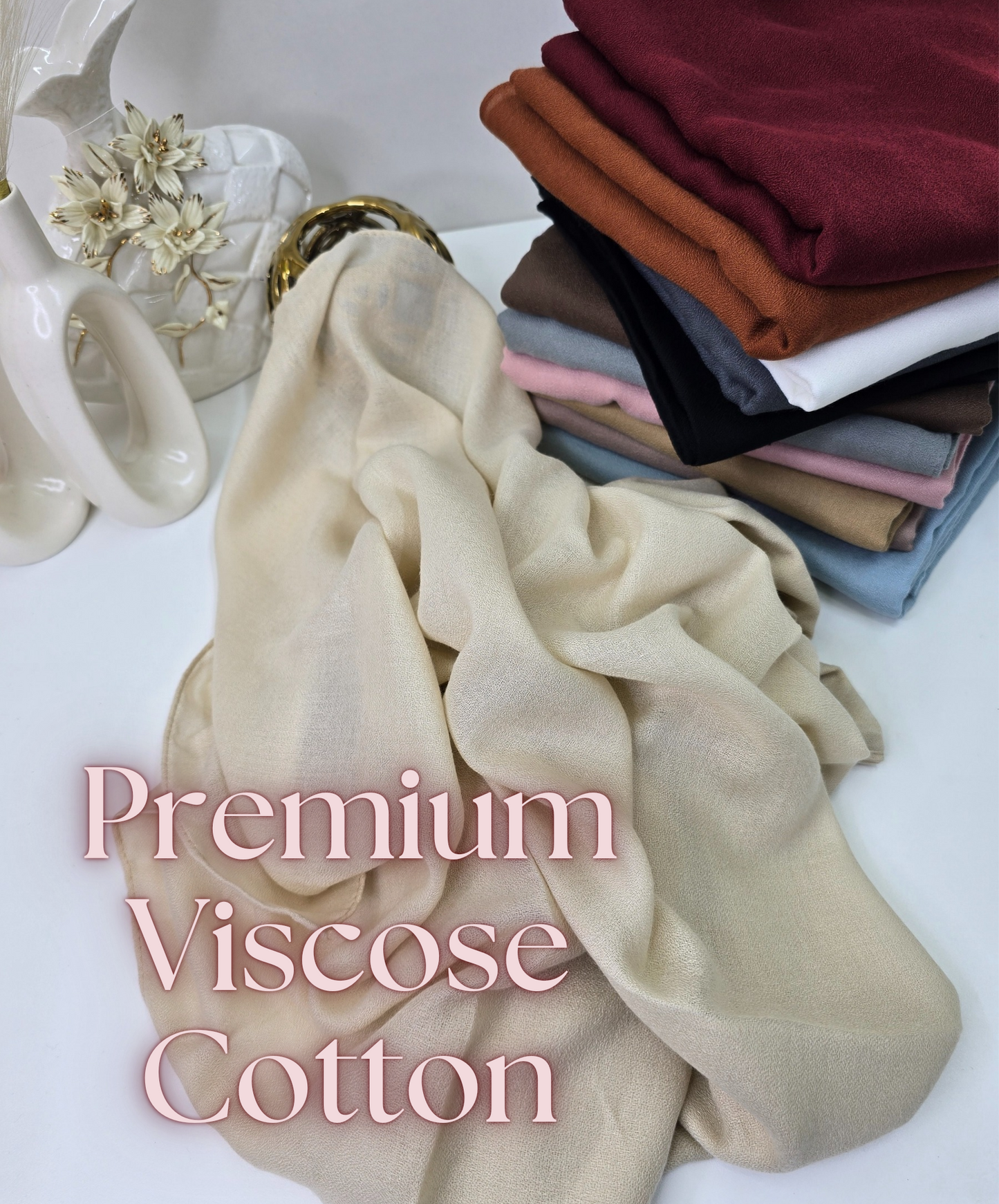 Plain Viscose Cotton Hijabs – beige Cotton Viscose Scarves