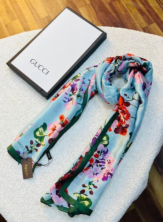 Luxury Brand G Sky Printed Silk Scarf