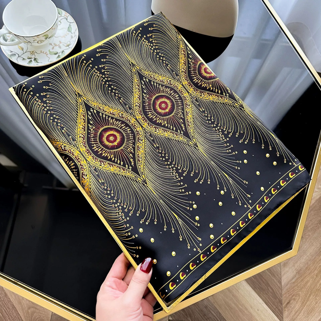 Peacock Bloom Printed Silk Scarf