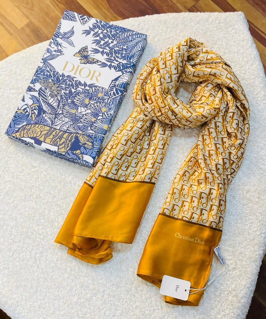 Luxury Brand D Printed Silk Scarf