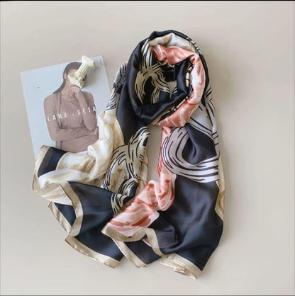 Dreamweaver BlackPrinted Silk Scarf