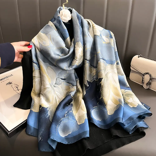 Noor Petals Printed Silk Scarf
